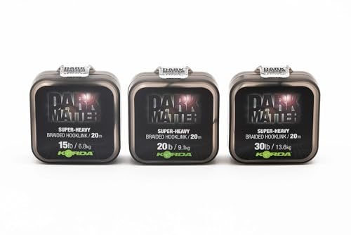Korda Dark Matter Braid 15lb 20m, Carp Fishing Line, 20 Meters, Braided Material, Incredibly Strong & Supple, Exceptional Sinking Ability, Tightly Woven Fibres, Camouflages into Lake Bed