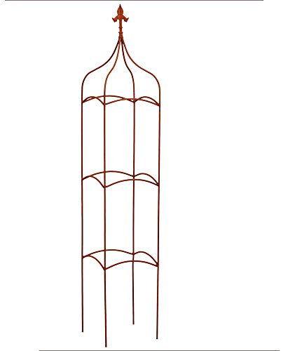 Rankgitter Rankhilfe Obelisk quadratisch m. Lilie Rankgerüst Metall Eisen Rost Deko (146cm hoch)
