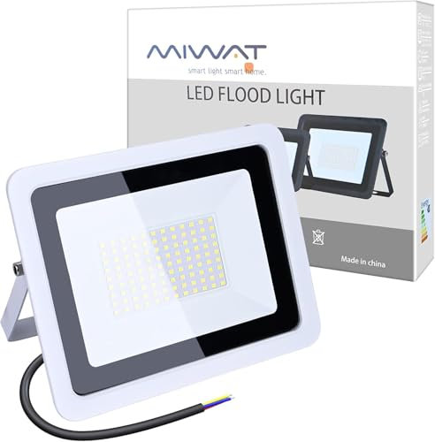 MIWATT 100W Projecteur LED Exterieur Anti-éblouissant 6000K blanc froid Spot LED Extérieur IP67 étanche, projecteur LED 7200lm, Équivalent d'halogène Projecteur Jardin LED Flood Lights