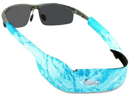 ARiety Sport Brillenband schwimmfähig – Neopren Sportband verstellbar für Surfen, SUP, Segeln & Angeln | Sicherer Halt für Sport- & Sonnenbrille, dünne bis große Bügel (Türkis Camouflage)