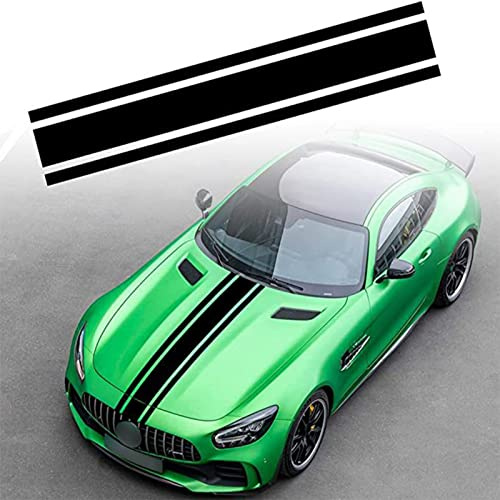 Calcomanía a Rayas para Capó de Coche, Auto Racing Body Stripe Lateral, Falda Techo Vinilo Modificado, Decoración para Coches SUV Vehículos, Negro
