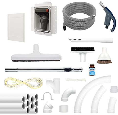 Kit Retraflex Complet à Monter Sois Même avec Réseau de Canalisation Retraflex, Flexible, brosses et Accessoires - Système Retraflex Complet pour Aspirateur Centralisé (9 M)