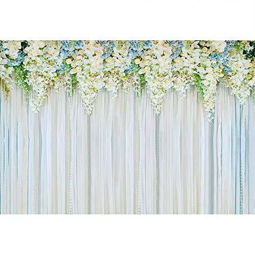 Aoihrraan 3x2m Telón De Fondo Boda Flor Flor Blanca Cortinas Pared Fotografía De Fondo Muchacha Dama De Honor Boda Ducha Novia del Partido Torta Decoración Tabla Cabina De Fotos Props