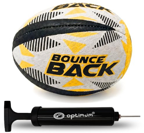 Optimum Palla da Rugby Bounce Back Solo Skills - Maneggevolezza, Risposta, Precisione nel Mantenimento e nel Calcio - Palla da Rugby con Rimbalzo di Alto Livello per Allenamento Professionale - 2