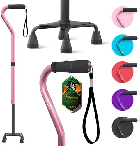 BeneCane höhenverstellbare Gehstöcke mit weichem & gepolstertem Griff für Männer & Frauen, zusammenklappbare Stöcke mit stabilen 4-Zacken-Füßen, Spazierstock mit weichem Schaumstoff