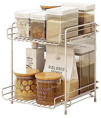 Kempt Kitchen or Bathroom Worktop Organiser, Multi-Purpose Shelf for Kitchen or Bathroom Storage, Under Sink Storage, White Storage Rack
