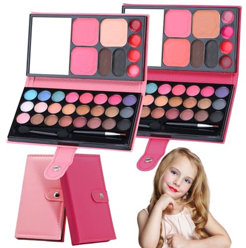 Kinder Schminkset Mädchen,2 Stück Kinder Schminkpalette Waschbar Schminke Kinder Make Up Set für Weihnachts Geburtstagsgeschenke für Mädchen ab 4 Jahre,Prinzessin Rollenspiel,Halloween Schmink