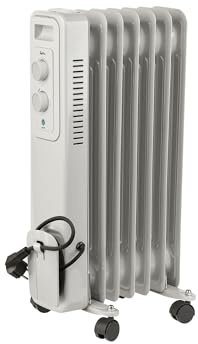 JATA JCRA2307 - Radiador Electrico bajo consumo de aceite de 7 módulos. 3 potencias de calor (600-900-1500 W) Máxima seguridad. Fácil de transportar