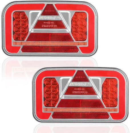 AOHEWEI 2Pcs Trailer Rear Lights 12V/24V Super Bright Waterproof Turn Signal Brake Tail Reverse Fog Reflector Lamp for Trailer Truck Lorry Caravan Van Tractor