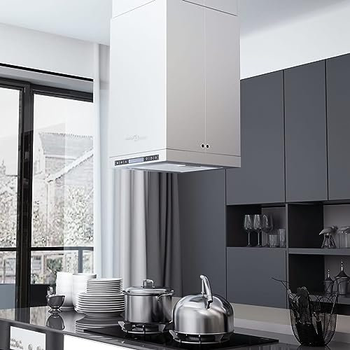 Homgoday Insel-Dunstabzugshaube mit LCD-Display und Touch-Sensor, 756 m³/h LED, Dekoration für Möbel, Innen- und Außenmöbel für Wohnzimmer Büro