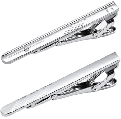 JEYORZY 2 Piezas de Pasador de Corbata Clip,Hombre Clip Corbata,Pasadores de Corbata,Metal Clips de Corbata Clásicos para Negocio para Bodas y Reuniones de Negocios(Plata)