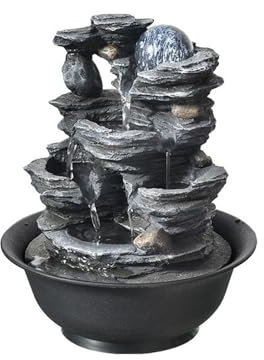 Fontane da tavolo Fontana a sfera Fortune Feng Shui con circolazione dell'acqua, piccola roccia, ufficio, scrivania, ornamenti for l'acqua corrente Fontanella da interni