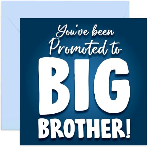 Promoted To Big Brother Card - New Baby Announcement to Son, Future Sibling - Congratulations Newborn Baby Gifts for Family - Special Keepsake Design - Older Bro - Blank Inside