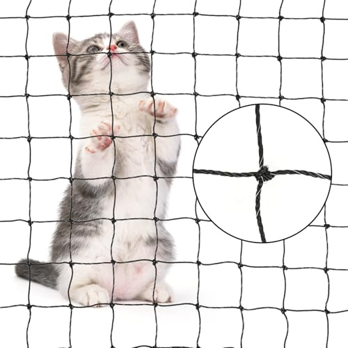 8 m x 3 m kattnät för balkong trådförstärkt, kattgaller balkongskydd, fäst utan borrning, hållbar, bit- och rivbeständig, UV-beständig, vädertålig, kattnät för balkong terrass fönsterdörrar
