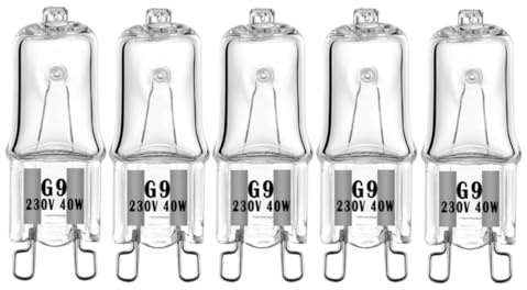 QIROGKC Paquet de 5 ampoules halogènes G9-20W/25W/40W/60W Lumière blanc chaud dimmable (2700K) - 110V/230V pour l’éclairage domestique et commercial 40W 5PCS 230V