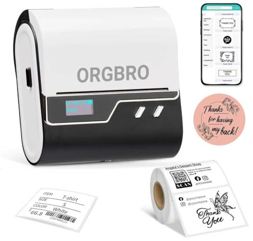 ORGBRO Z3 Stampante Etichette Adesive Termica Etichettatrice Etichette Adesive Personalizzate para Joyería, Supermercado, Pequeñas Empresas con 1 Rollo Blanco de Etiquetas de 50x30 mm, Argento
