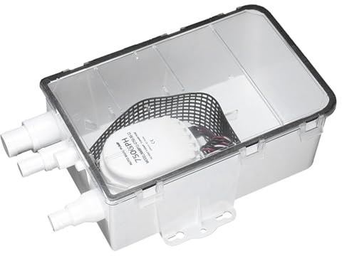 BRRNOO de Bomba de Sumidero de Ducha de 750 Gph de 12 V con Interruptor Incorporado, Cubierta Transparente y Conectores de Puerto Múltiples para Marino para Vehículos Recreativos,