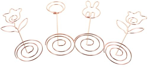HAMPPLIES Porta Tarjetas de Mesa de Aleación de Aluminio Base en Espiral, Soporte para Fotos y Notas, Paquete de 4 Unidades Adecuado para Escritorio y Fiestas