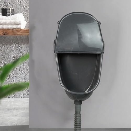 Vattenlös väggmonterad urinoar för män med lock – bärbar urinavledare och separator för husbil, garage, skjul, sovsal eller bakgårdsanvändning