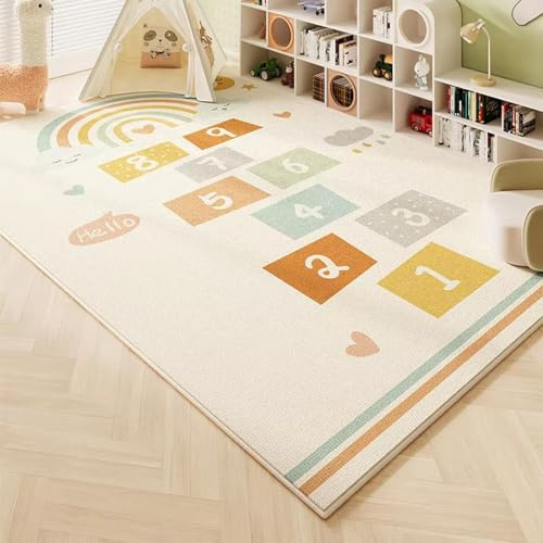 AUWUUA Alfombra de Juegos Infantil de 120 x 190 cm, Lavable, con diseño de rayuela, Suave, Antideslizante y Lavable, para Habitaciones Infantiles, aulas, Habitaciones de bebés y decoración del hogar.