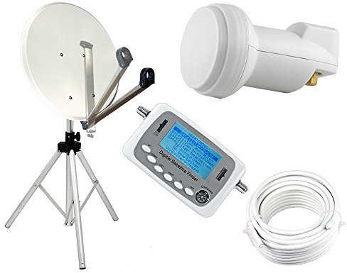 Kit de camping avec système satellite 65 cm, miroir LNB, trépied, satfinder, câble