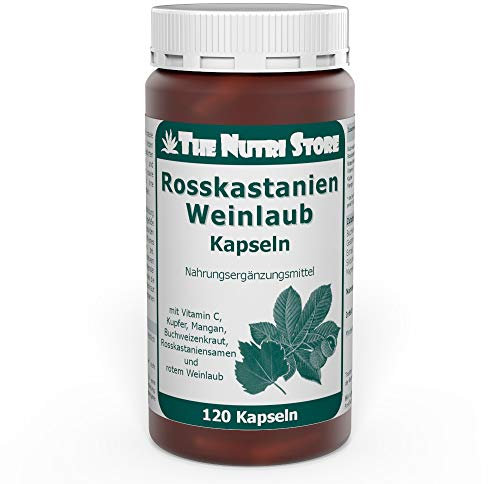 Rosskastanie Weinlaub Kapseln 120 Stk. mit Vitamin C, Kupfer, Mangan, Buchweizenkraut, Rosskastaniensamen und rotem Weinlaub