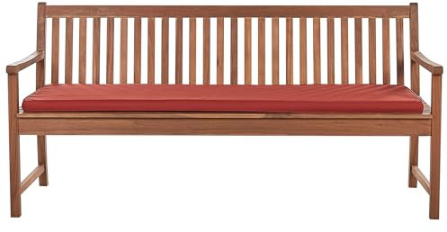 Gartenbank Akazienholz Hellbraun 180 cm mit Auflage rot Terracotta Vivara