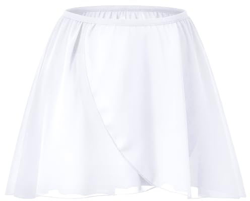 Bezioner Ballettrock Wickelrock Tanz Rock aus Chiffon zum Reinschlüpfen für Mädchen und Damen Weiß S