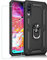 JOYTAG Hülle für Samsung A70 handyHülle+ Gehärtetes Glas Schutzfolie Silikon TPU 360 Grad Drehring aus Halter magnetisch Autotelefon case-Schwarz