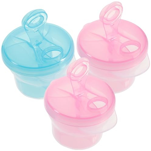 Healifty Milchpulver Aufbewahrungsbox 3Er Set Tragbarer Baby Milchpulver Portionierer Mit 3 Fächern Kompakte Rotierende Aufbewahrung Für Babynahrung Unterwegs