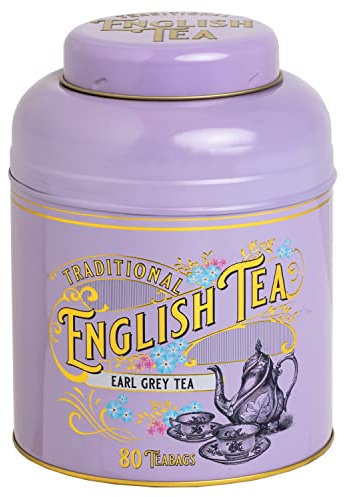 New English Teas Vintage Victorian Tea Caddy in Purple with 80 Teabags