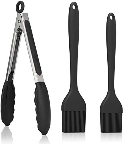Pinza professionale in e silicone,Pinze da cucina di qualità superiore,Pennello da pasticceria, 3Pcs Set di pinze da cucina Premium,Pinza da cucina in silicone in acciaio inossidabile
