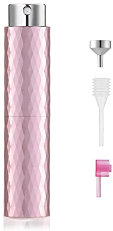 Toureal Aluminio 8ml Atomizador Perfume Recargable, Perfumador Dispensador de Viaje, Spray Pulverizador Pequeño para Colonia (Rosa)