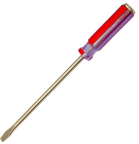 WEDO Screwdriver,Non-Sparking Slotted Screwdriver,Strike Cap Flat Head Screwdriver,Aluminum Bronze,Length 178mm(7),Tip 4mm,Ergonomic Handle,Die-forge,BAM Certificate
