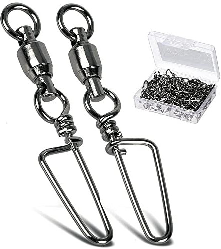 9Tong Kugellager Wirbel mit Coastlock Snap, Edelstahl geschweißter Ring für Angeln Salzwasser Standard Schwarz 25pcs 18lbs