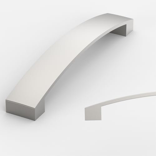 Amerdeco 10 Stück Möbelgriffe Gebürsteter Nickel,128mm Lochabstand, Aluminiumlegierung Schubladengriffe & Schrankgriffe für Küchenschränke & Kleiderschränke UK0021