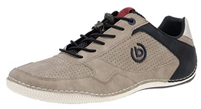bugatti Herren Casual Sneaker mit Flexibler Sohle, Schnürschuh mit Memory Foam, Elastische Schnürsenkel, Taupe, 44 EU