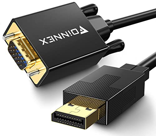 FOINNEX DisplayPort auf VGA Kabel, DP zu VGA Kabel 1080P@60Hz, Display Port auf VGA Adapter Cable, DP to VGA Cordon Update Video Kabel für Laptop, PC, Desktop zu TV, Monitor, Projektor 2M/6.6FT