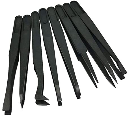 zalati Pincett i plast, 8 st antistatisk pincett för elektronik, smyckestillverkning, laboratoriearbete, reparation