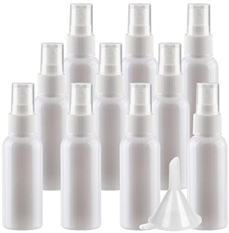 LusDoly 50 Stück, 50ml Weiß Plastik Kunststoff Sprühflasche Mit Weiß Sprüher Nachfüllbar Sprühflaschen Leer für Parfümzerstäuber Zerstäuberflasche Reise Flakons