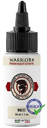 Encre plus fine WARRIOR pour tatouages permanents Encre de tatouage blanche fabriquée en Italie Réglementation européenne 2024 Pigments corporels Diluant pour blanchiment à la chaux-30 ml