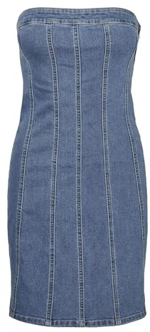 VERO MODA Vmzoie SL-Vestido Vaquero Corto, Mezclilla De Color Azul Claro, S para Mujer