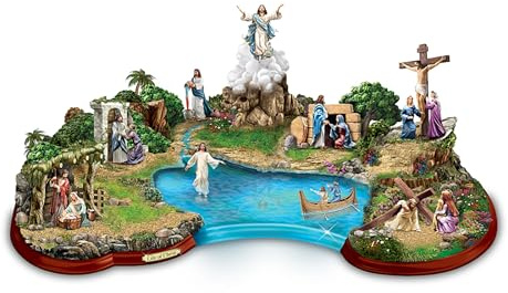 Thomas Kinkade Life of Christ Illuminated Masterpiece Sculpture, Hand-Painted Collectible Depicting Nativity, Miracles, Crucifixion and Resurrection, Bradford Exchange Exclusive