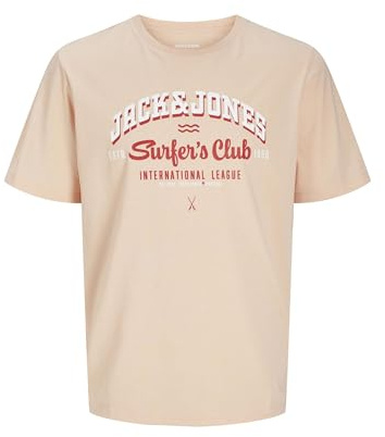 Jack & Jones Homme Jjelogo Ss25 Sn À Col Rond 2 T-Shirt, Peach Parfait/Détail : Chiné, XXL EU