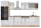 Vicco Küchenzeile R-Line, Weiß Hochglanz/Goldkraft Eiche, 300 cm mit Hochschrank, AP Marmor