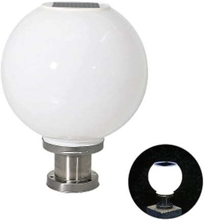 HOMSFOU Farola Solar Para Led De 20cm Base De Acero Inoxidable Luz Blanca Para Jardín y Exteriores Decoración De Paisaje Ahorra Energía