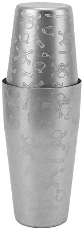 Cocktailshaker, professionell barshaker, Boston-shaker, rostfritt stål, dryckesmixer, grundläggande verktyg, viktad shake-metallburk (dödskallemönster utan slutresultat)