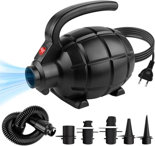 DOBESTS Elektrische Luftpumpe, Elektrische Pumpe mit 4 Düsen für Aufblasbare Air Track Matte, Luftmatratze, Schwimmringe, Flöße, Wasserbetten, Boote, Kinderbecken, SUP Board, Yoga-Bälle usw