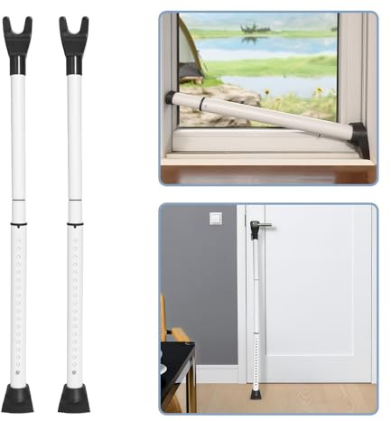 Upgraded Multi-Functional Door Security Bar & Sliding Windows Bar,Adjustable Heavy Duty Stoppers Jammer for Apartment,Home, Hotel Room