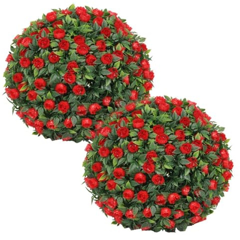 Gettimore Lot de 2 boules de plantes artificielles de 25 cm en buis artificiel pour décoration de jardin, intérieur ou extérieur, mariage et terrasse